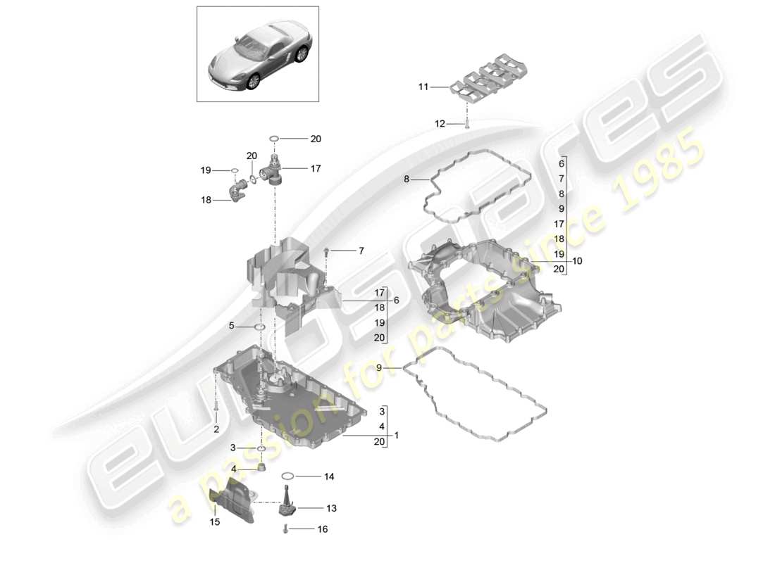 a part diagram from the porsche 2019 (718 boxster) parts catalogue