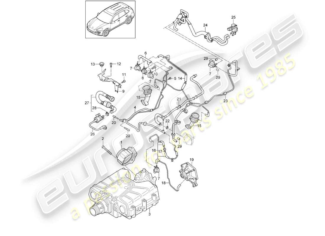 a part diagram from the porsche 2015 (cayenne e2 92a) parts catalogue