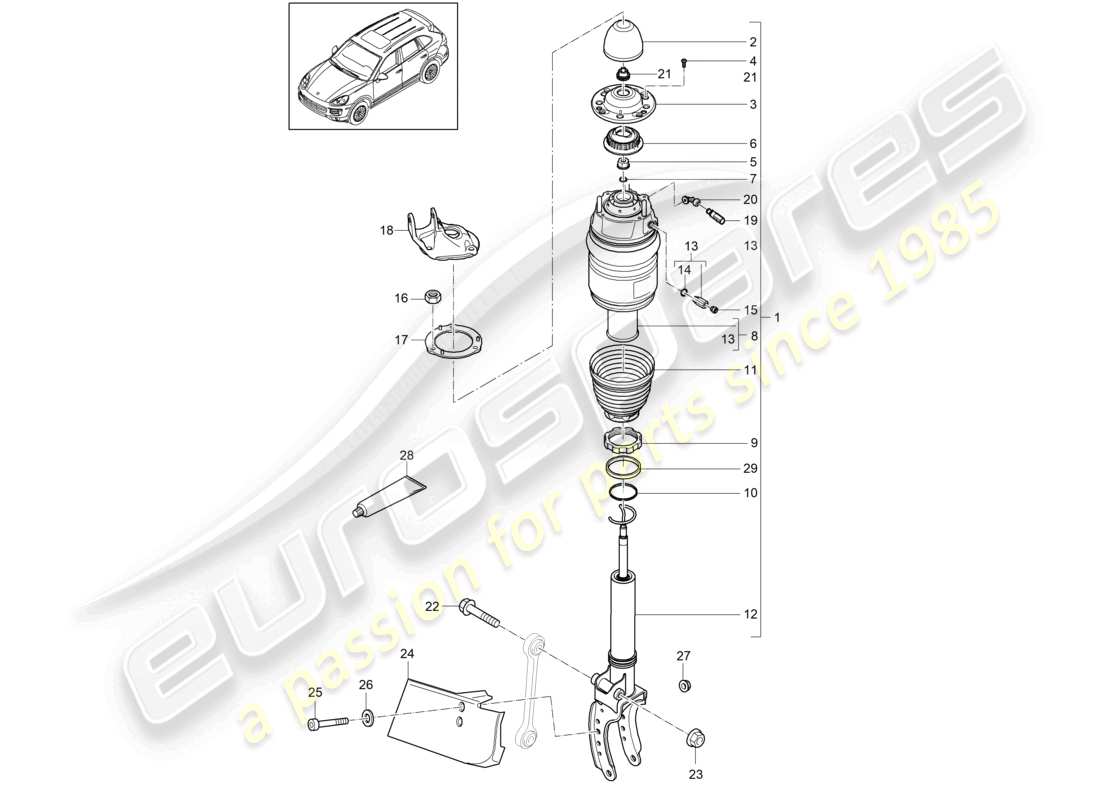 a part diagram from the porsche 2012 (cayenne e2 92a) parts catalogue
