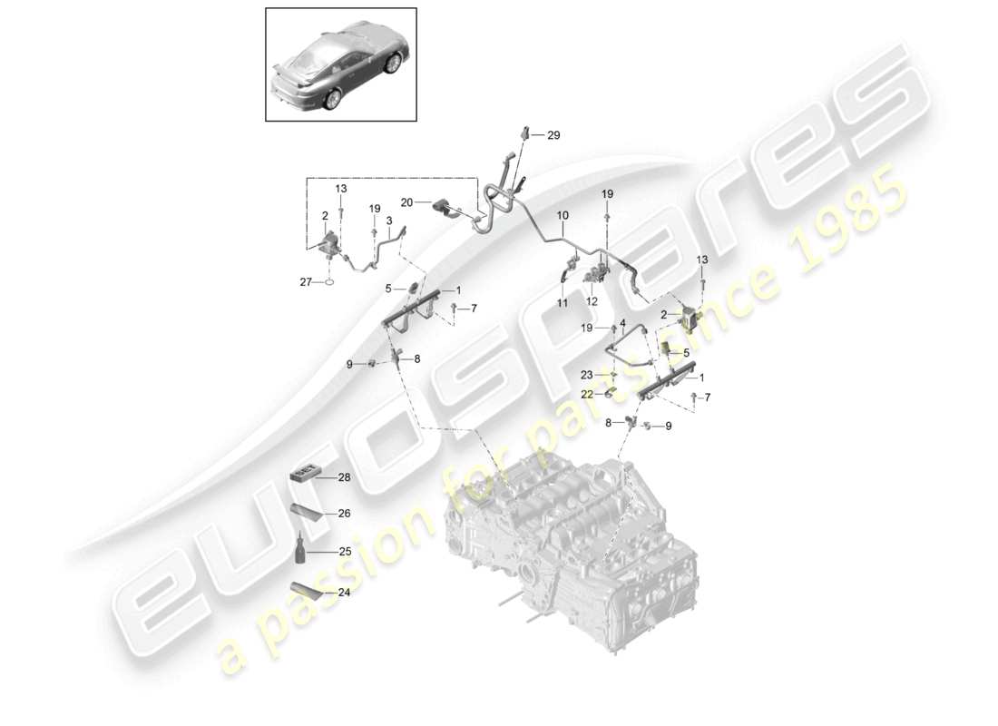 a part diagram from the porsche 2020 (991-2 r/gt3/rs) parts catalogue