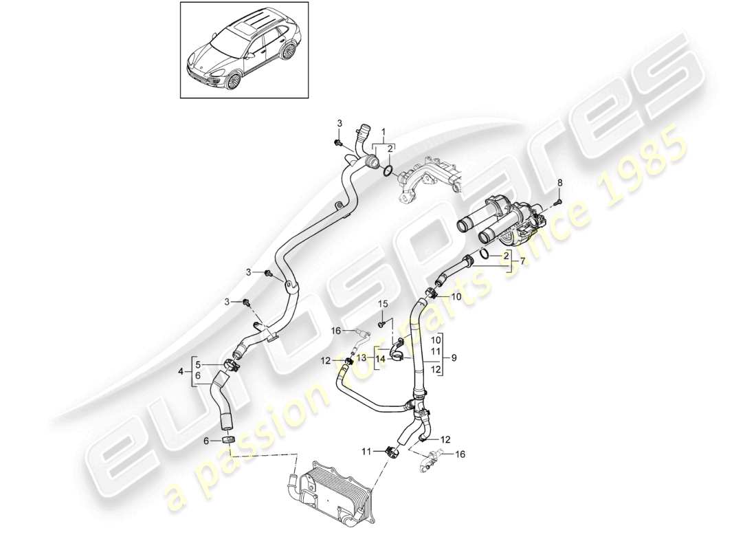 a part diagram from the porsche cayenne parts catalogue
