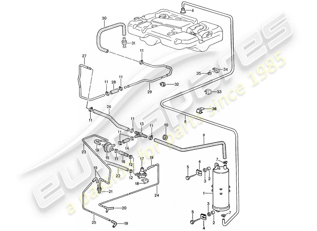 a part diagram from the porsche 944 parts catalogue