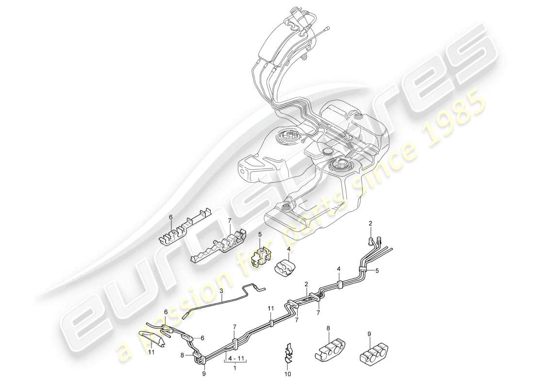 a part diagram from the porsche 2005 (cayenne e1 9pa) parts catalogue