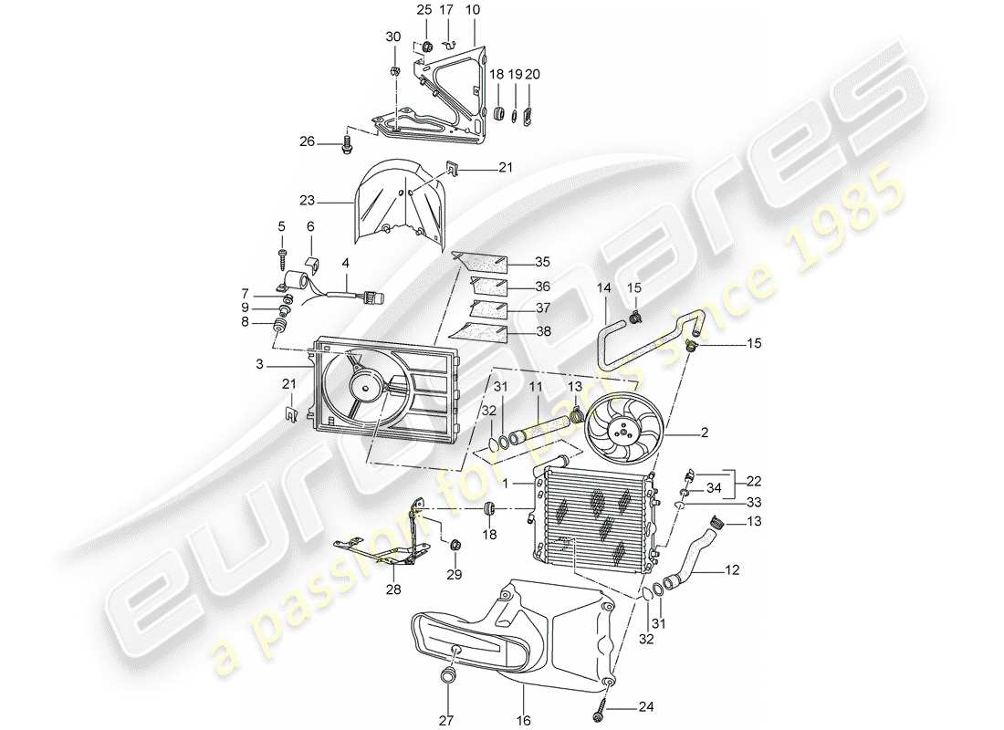 a part diagram from the porsche 996 parts catalogue