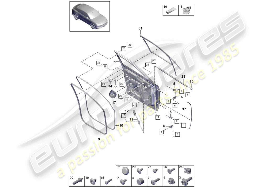 a part diagram from the porsche 2020 (cayenne e3 9ya/9yb) parts catalogue