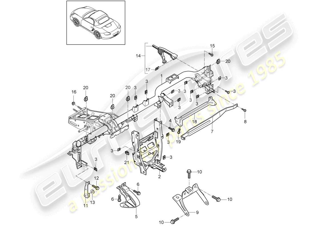a part diagram from the porsche 2010 (987 boxster) parts catalogue