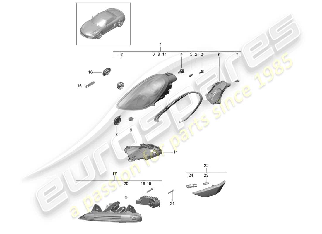 a part diagram from the porsche 2012 (981 boxster) parts catalogue