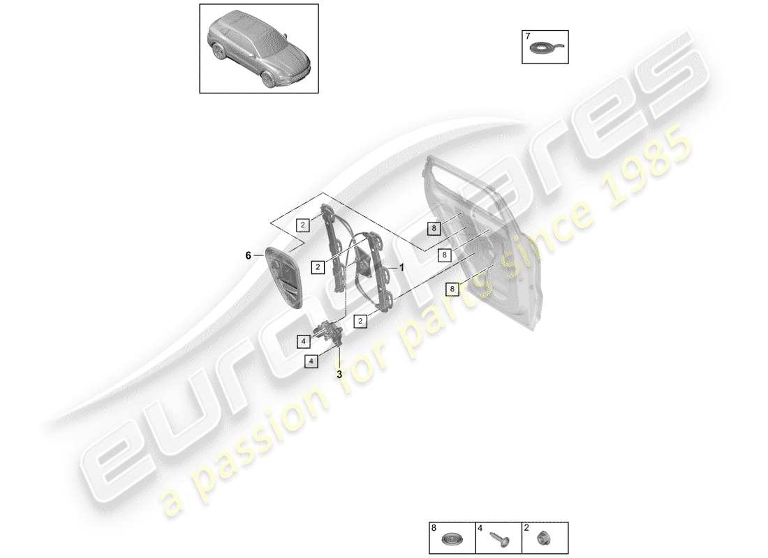 VIEW PARTS DIAGRAMS FROM THE PORSCHE CAYENNE PARTS CATALOGUE a part diagram from the porsche cayenne parts catalogue