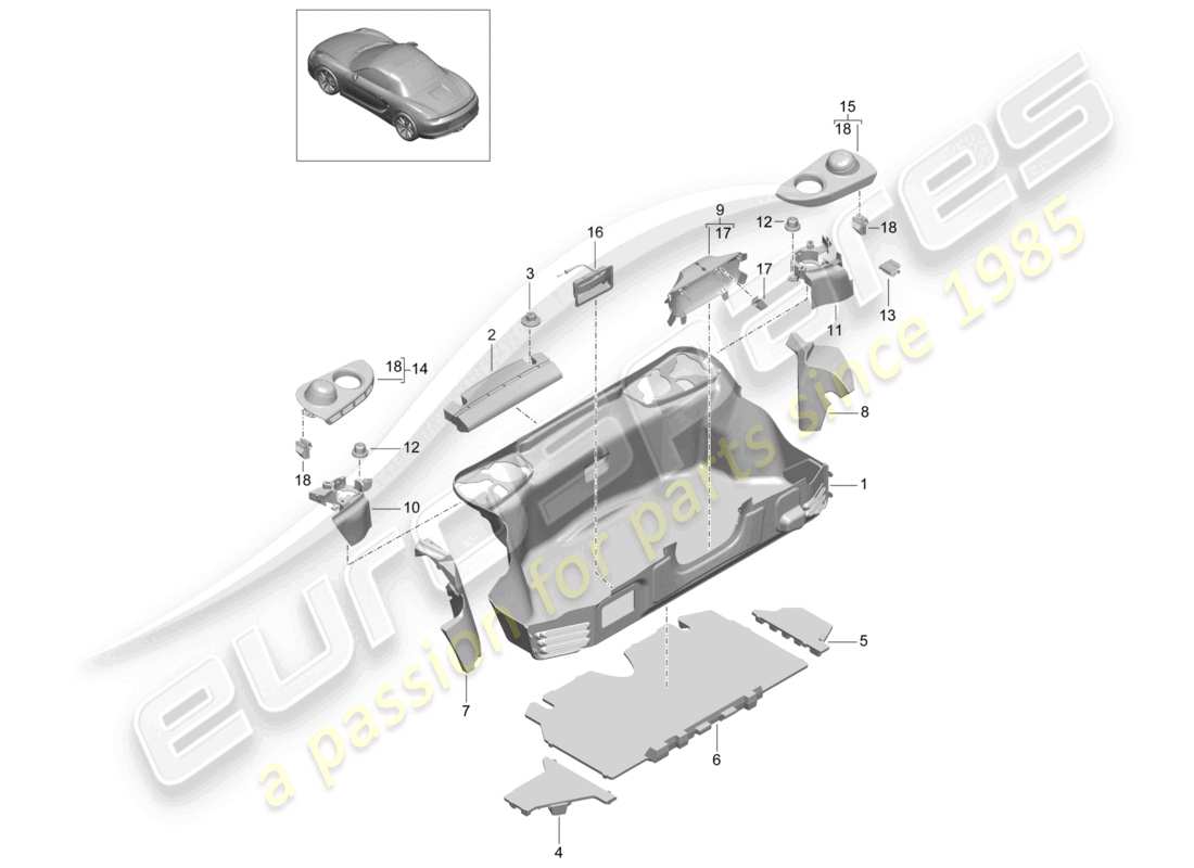 a part diagram from the porsche 2014 (981 boxster) parts catalogue