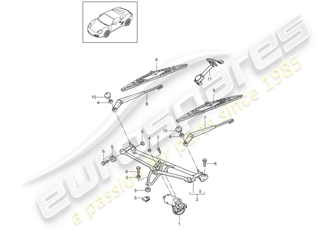 a part diagram from the porsche 2011 (987 boxster) parts catalogue