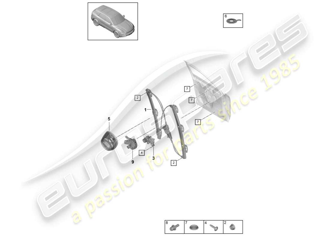 a part diagram from the porsche 2018 (cayenne e3 9ya/9yb) parts catalogue