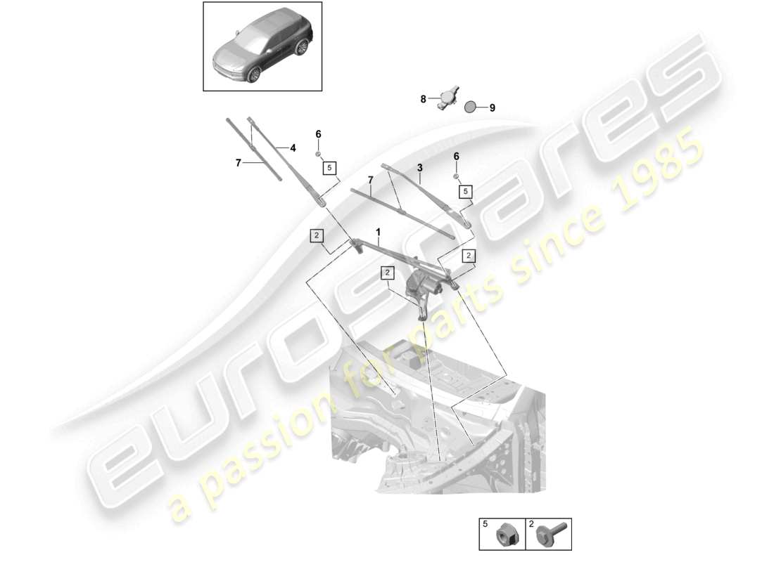 a part diagram from the porsche 2019 (cayenne e3 9ya/9yb) parts catalogue