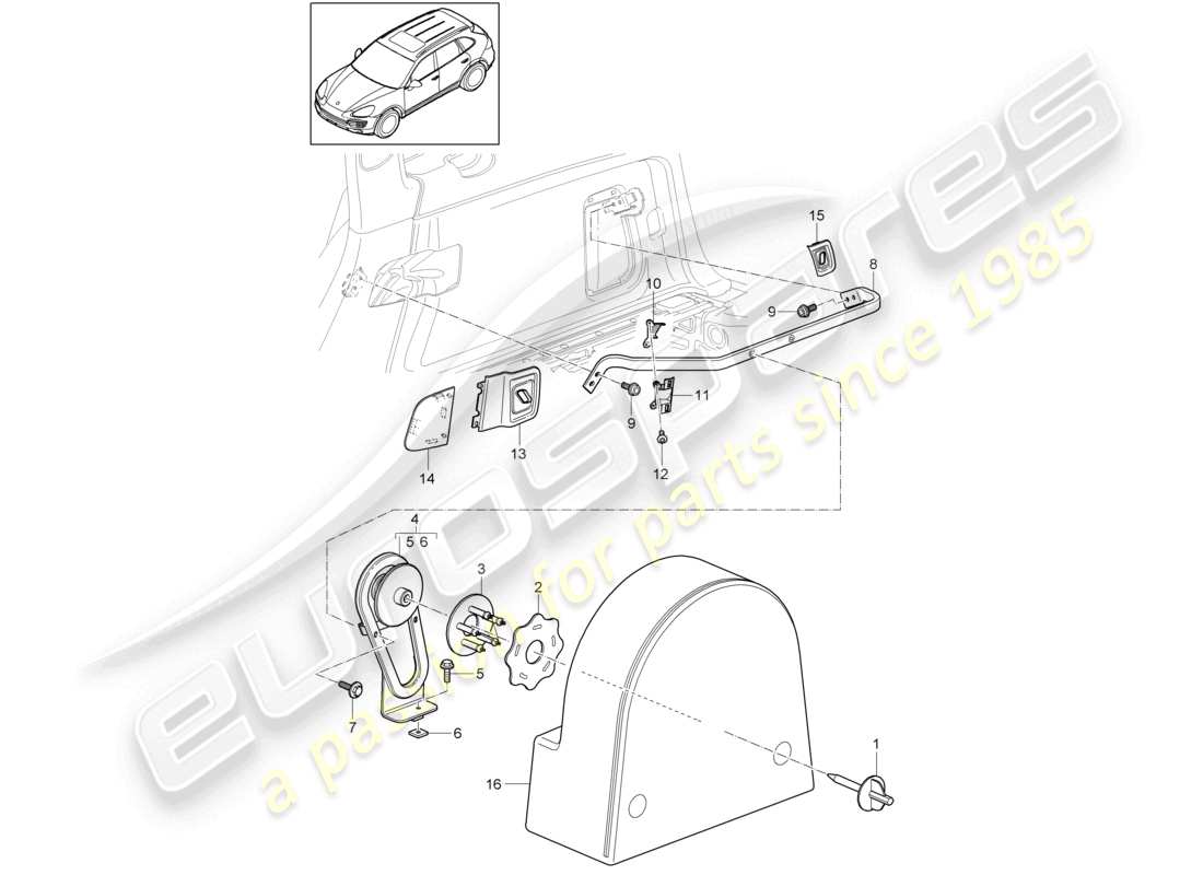 a part diagram from the porsche 2011 (cayenne e2 92a) parts catalogue