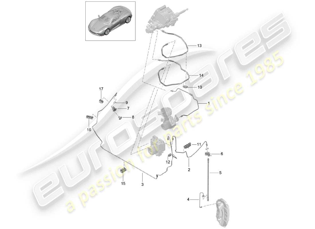 a part diagram from the porsche 918 spyder parts catalogue
