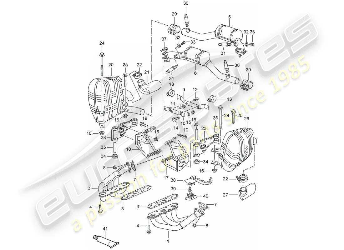 a part diagram from the porsche 2001 (996) parts catalogue