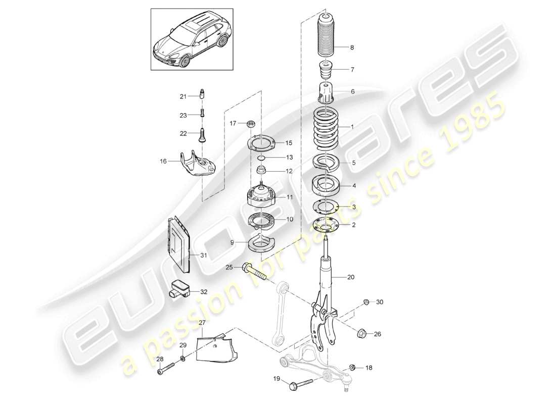 a part diagram from the porsche 2017 (cayenne e2 92a) parts catalogue