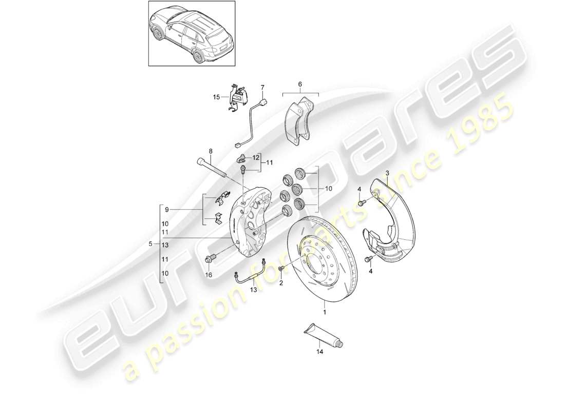 a part diagram from the porsche 2016 (cayenne e2 92a) parts catalogue