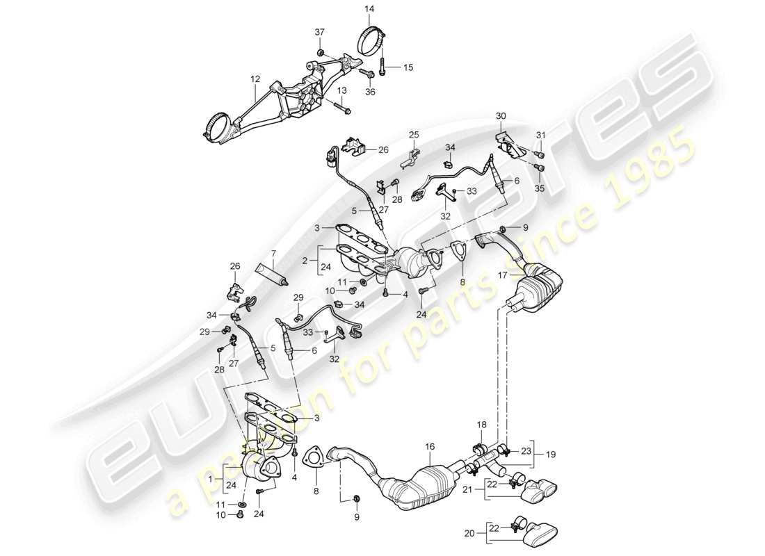 a part diagram from the porsche 2008 (987 boxster) parts catalogue