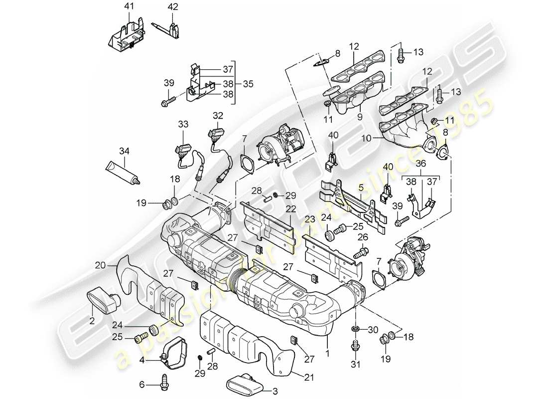 a part diagram from the porsche 2008 (997-1 turbo / gt2) parts catalogue