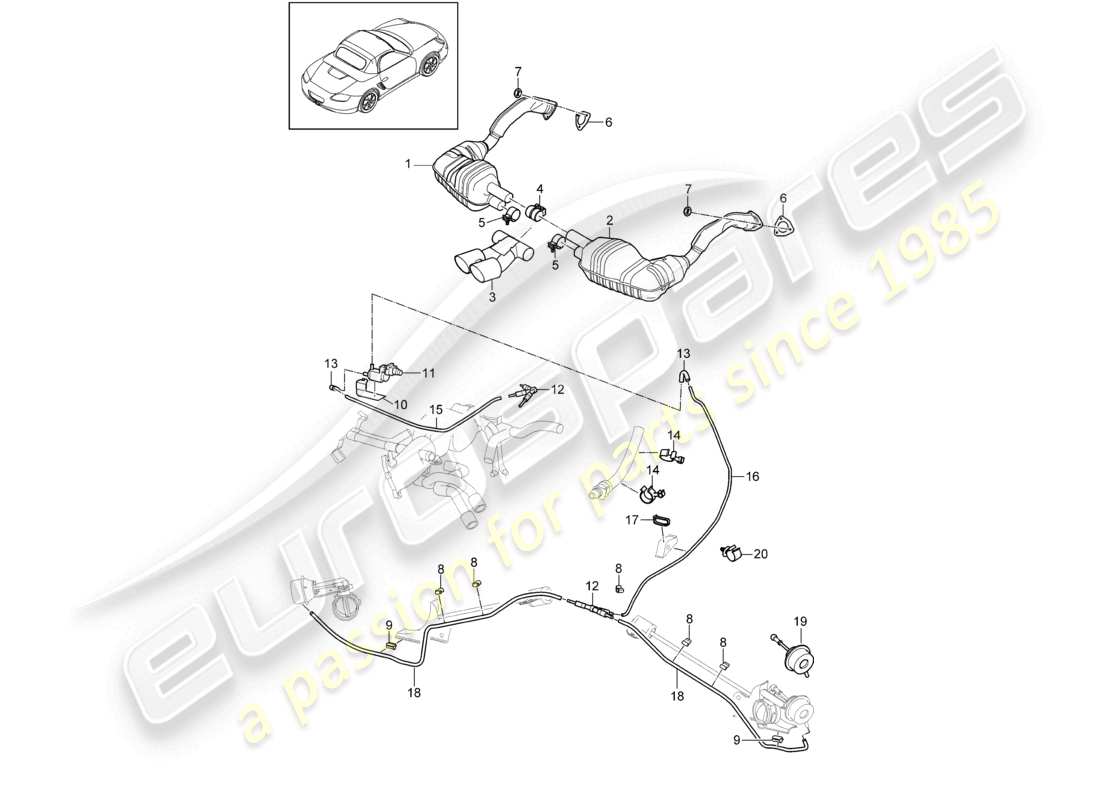 VIEW PARTS DIAGRAMS FROM THE PORSCHE BOXSTER PARTS CATALOGUE a part diagram from the porsche boxster parts catalogue