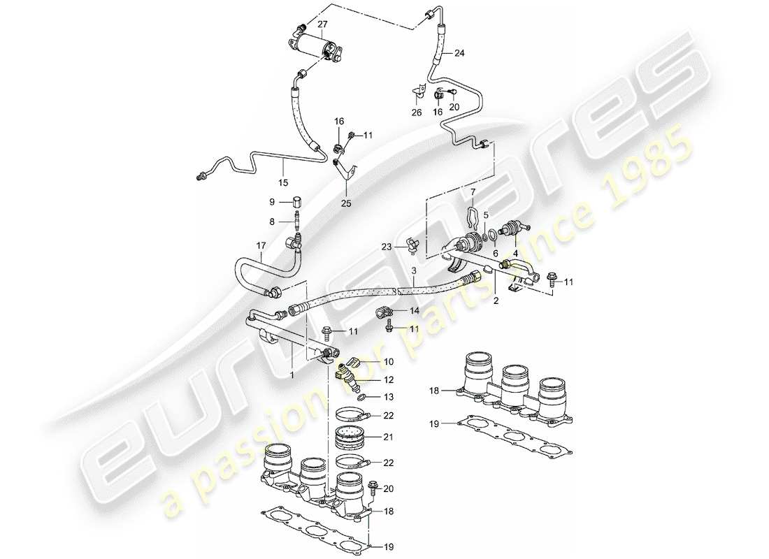 a part diagram from the porsche 2003 (996 turbo / gt2) parts catalogue