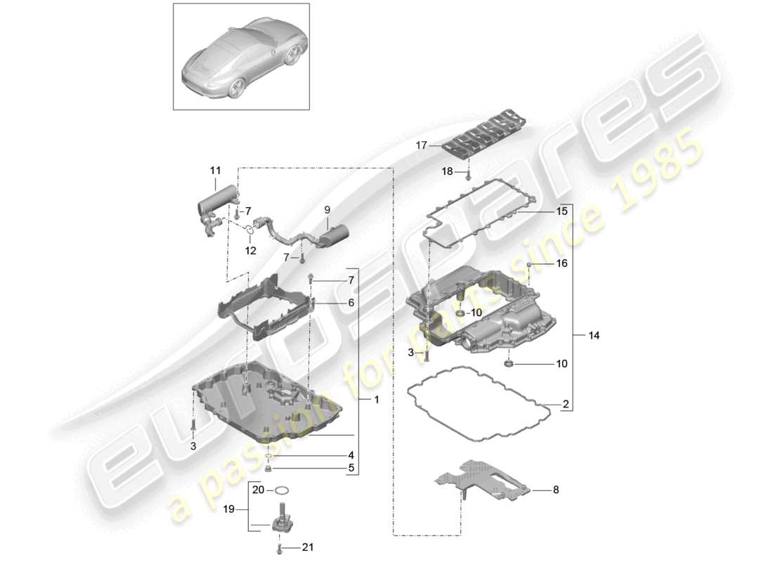 a part diagram from the porsche 991 parts catalogue