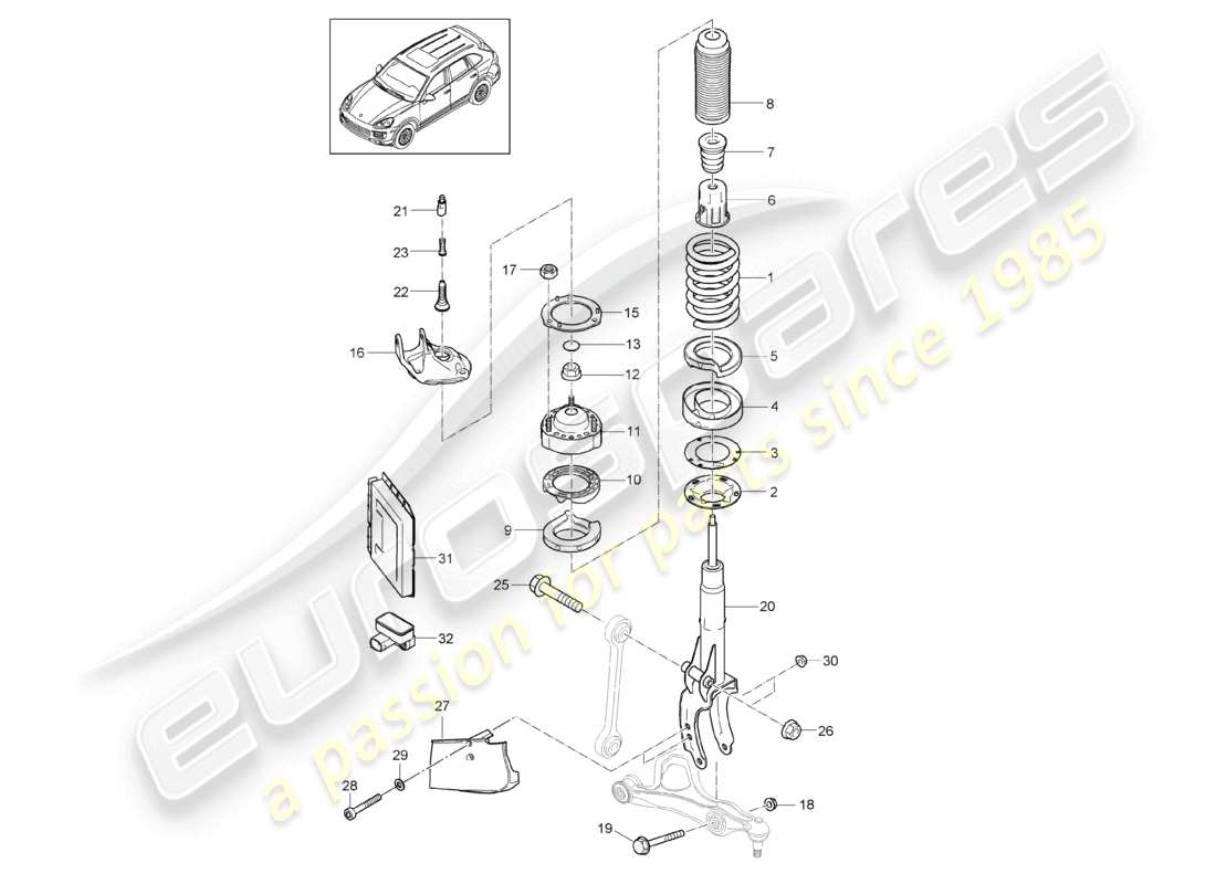 a part diagram from the porsche 2012 (cayenne e2 92a) parts catalogue