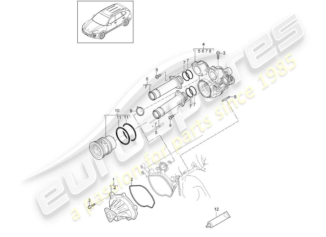 a part diagram from the porsche 2012 (cayenne e2 92a) parts catalogue