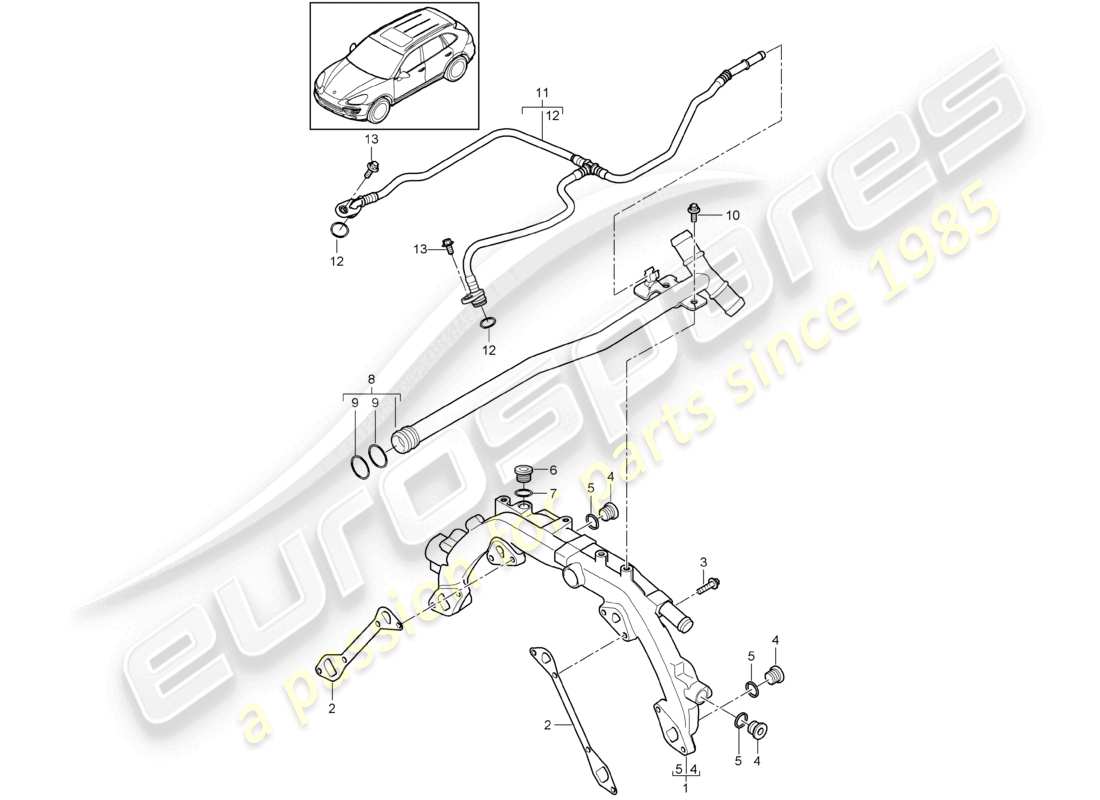 a part diagram from the porsche 2013 (cayenne e2 92a) parts catalogue