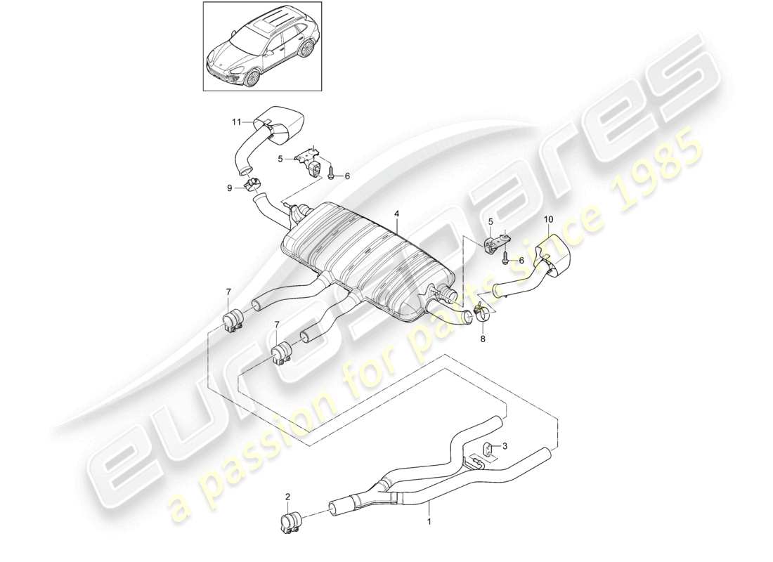 a part diagram from the porsche 2011 (cayenne e2 92a) parts catalogue