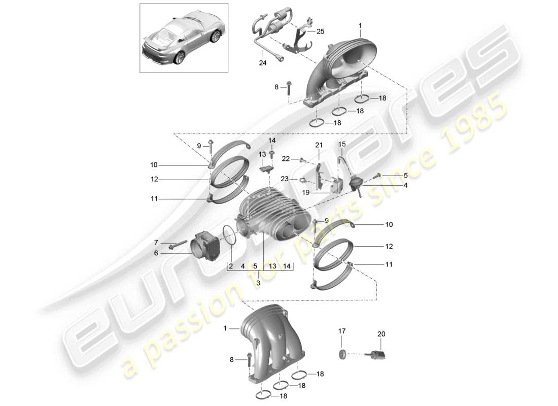 a part diagram from the porsche 991 parts catalogue
