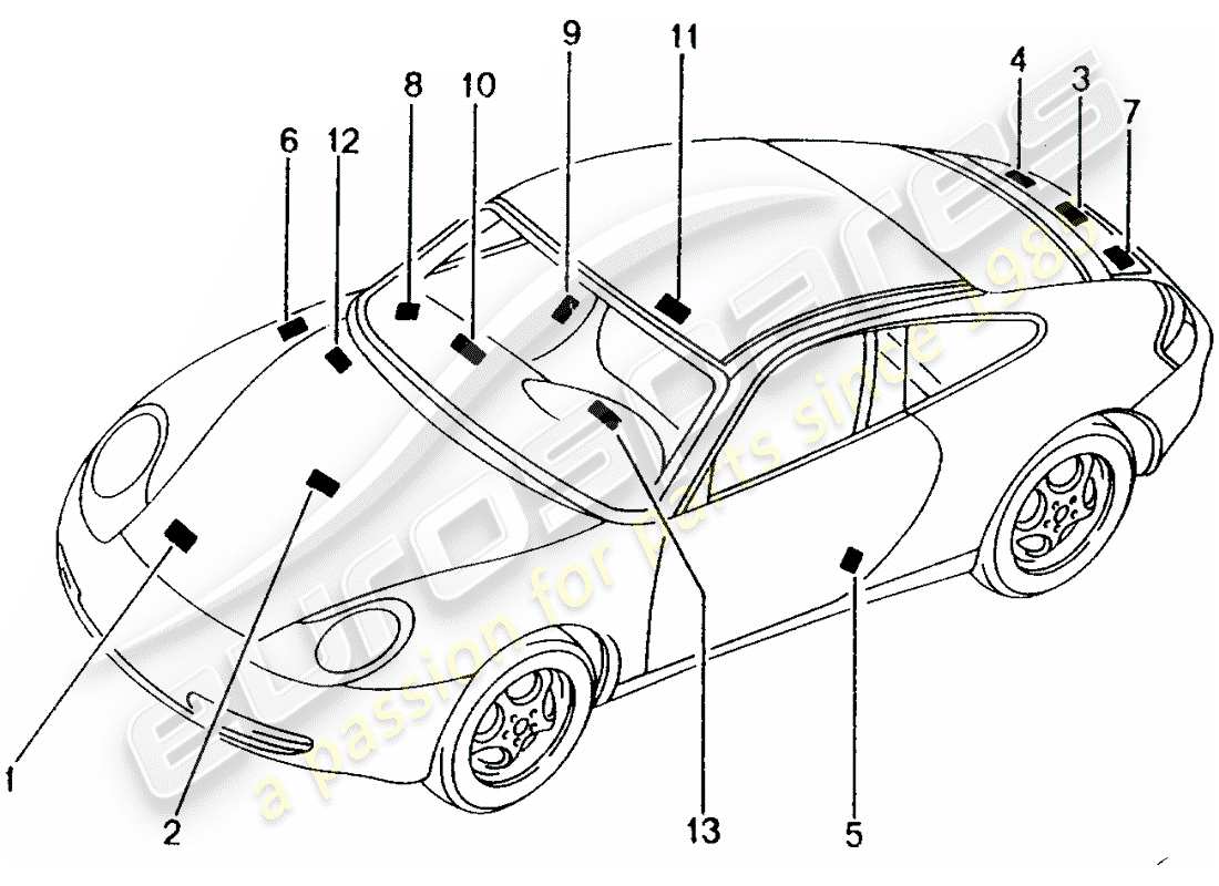 a part diagram from the porsche 2005 (996) parts catalogue