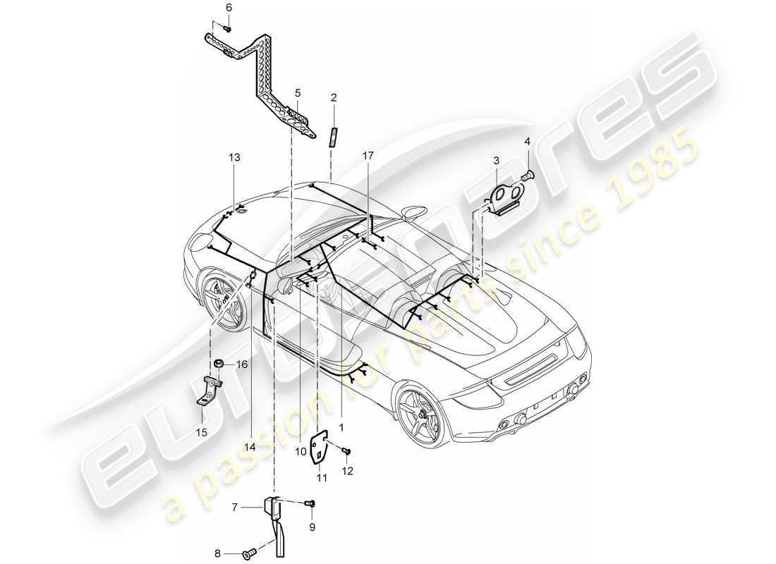 VIEW PARTS DIAGRAMS FROM THE PORSCHE CARRERA GT PARTS CATALOGUE a part diagram from the porsche carrera gt parts catalogue