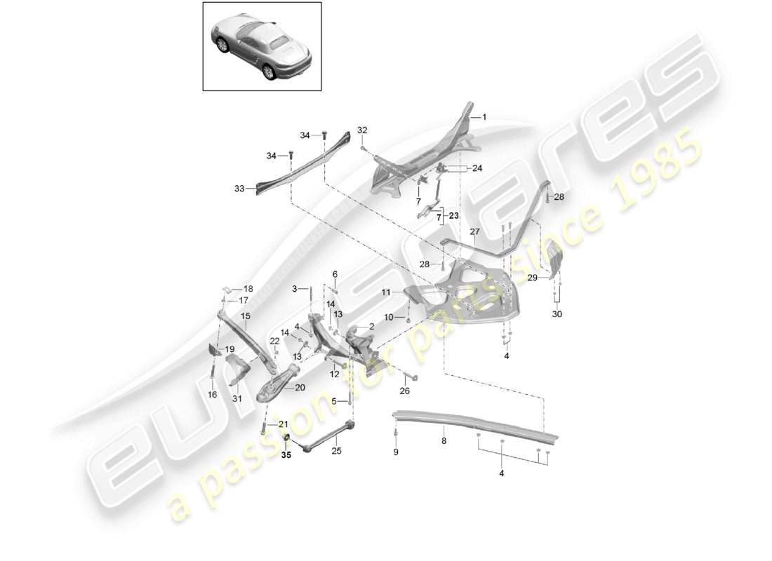 a part diagram from the porsche 2017 (718 boxster) parts catalogue