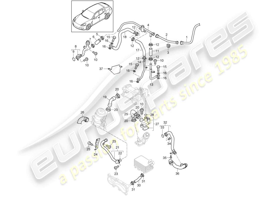 a part diagram from the porsche panamera parts catalogue