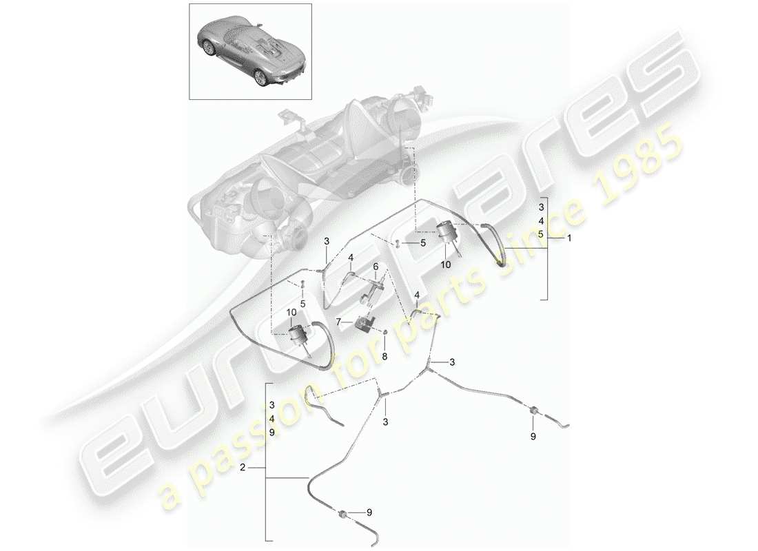 VIEW PARTS DIAGRAMS FROM THE PORSCHE 918 SPYDER PARTS CATALOGUE a part diagram from the porsche 918 spyder parts catalogue