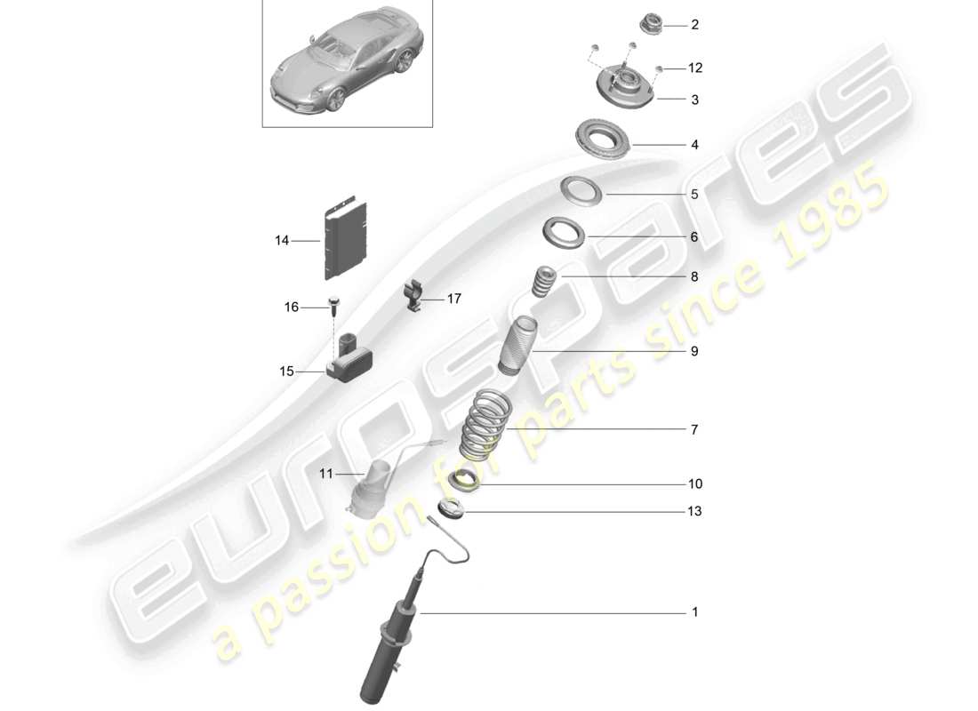 a part diagram from the porsche 2014 (991-1 turbo) parts catalogue