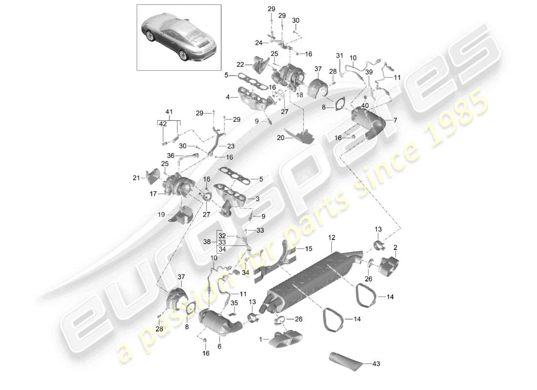 a part diagram from the porsche 2014 (991-1 turbo) parts catalogue