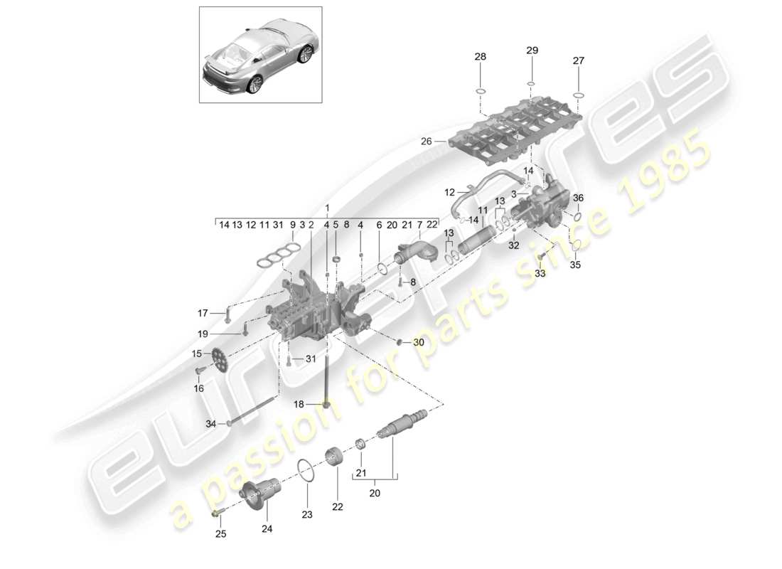 a part diagram from the porsche 991 parts catalogue