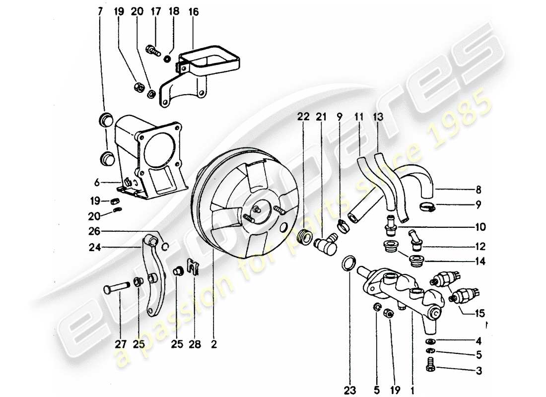 a part diagram from the porsche 1975 (911 turbo) parts catalogue
