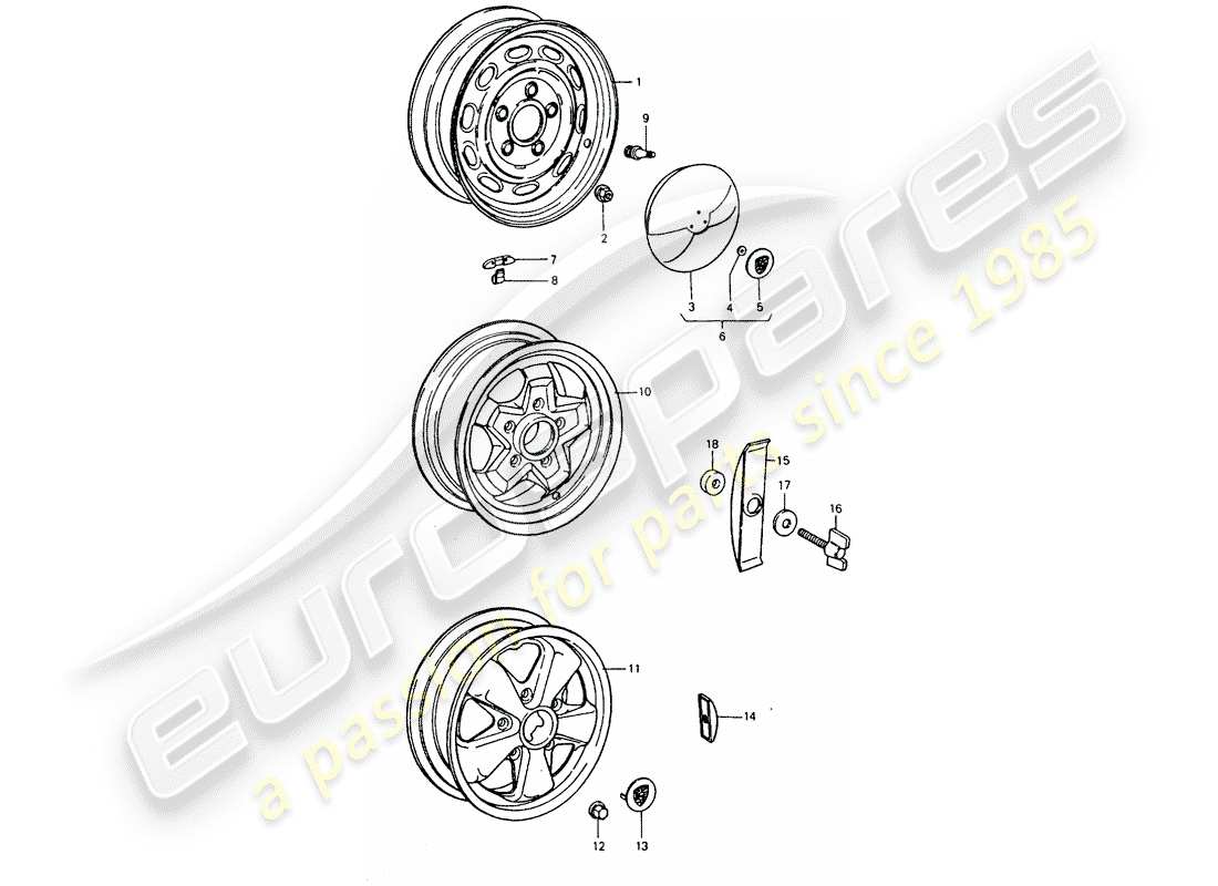 a part diagram from the porsche 1975 (911 turbo) parts catalogue