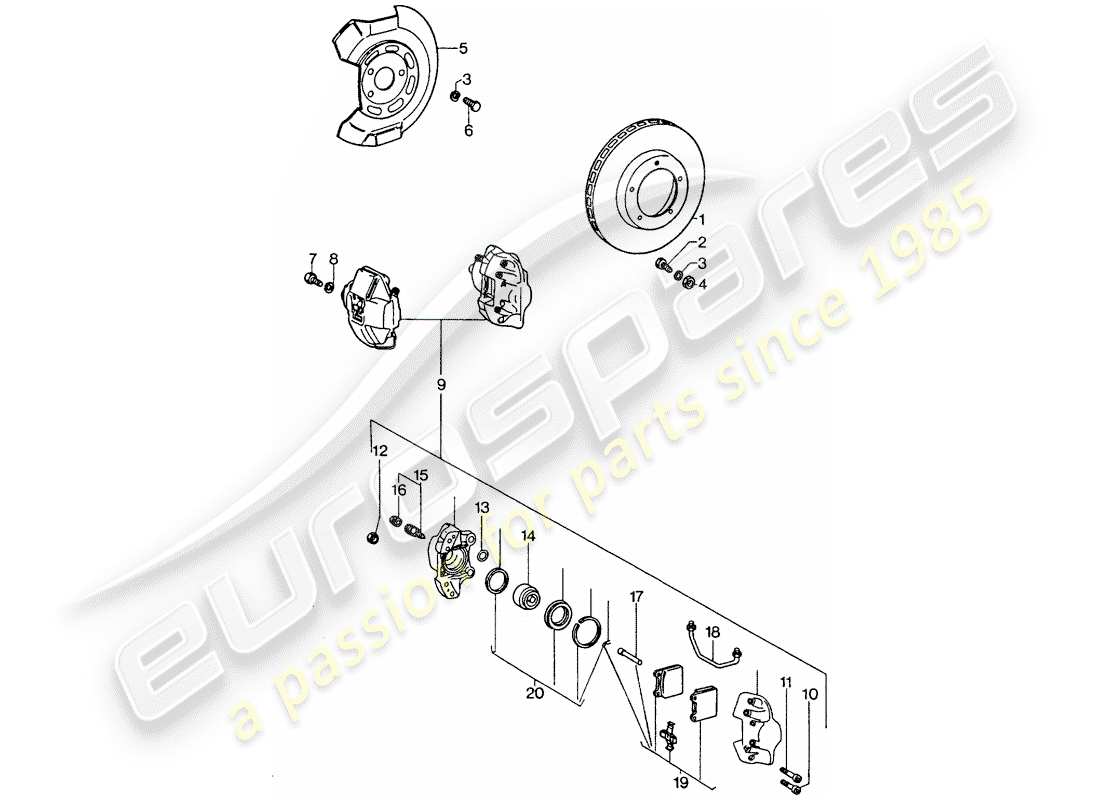 a part diagram from the porsche 1975 (911 turbo) parts catalogue