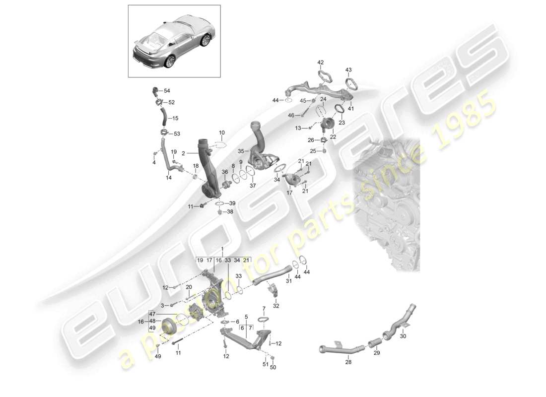 a part diagram from the porsche 2017 (991-2 r/gt3/rs) parts catalogue