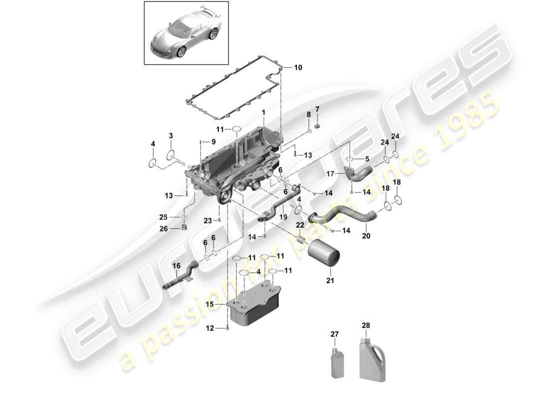 a part diagram from the porsche 991 parts catalogue