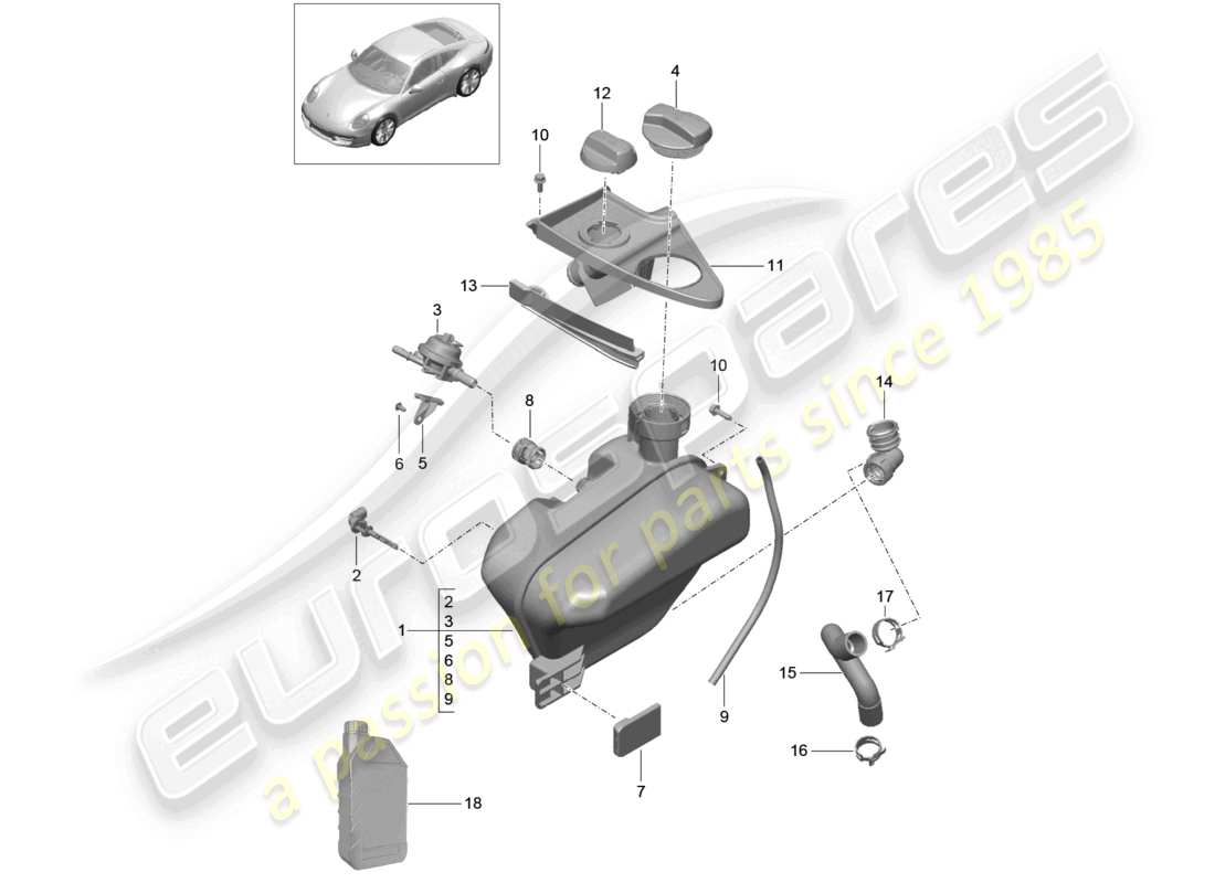 a part diagram from the porsche 991 parts catalogue