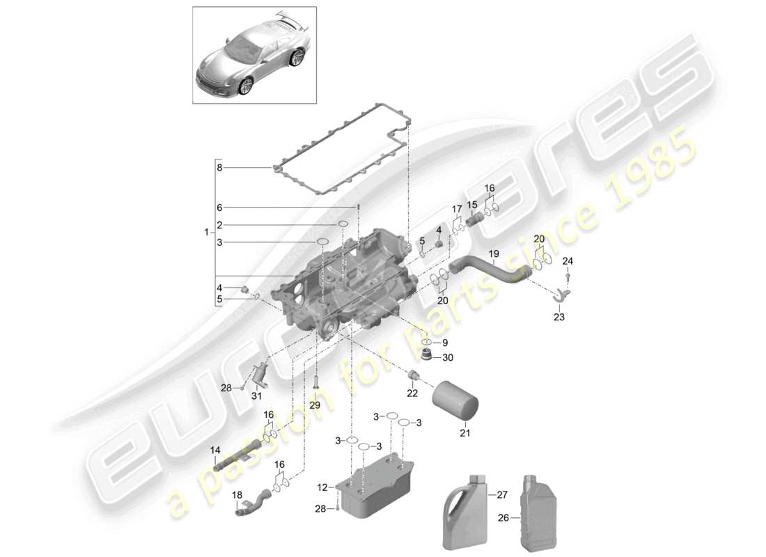 a part diagram from the porsche 991 parts catalogue