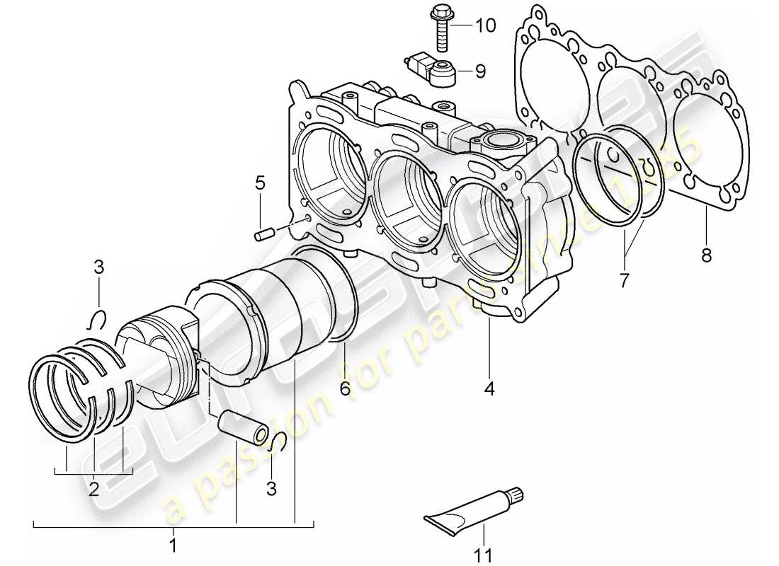 a part diagram from the porsche 2009 (997-2 gt3) parts catalogue