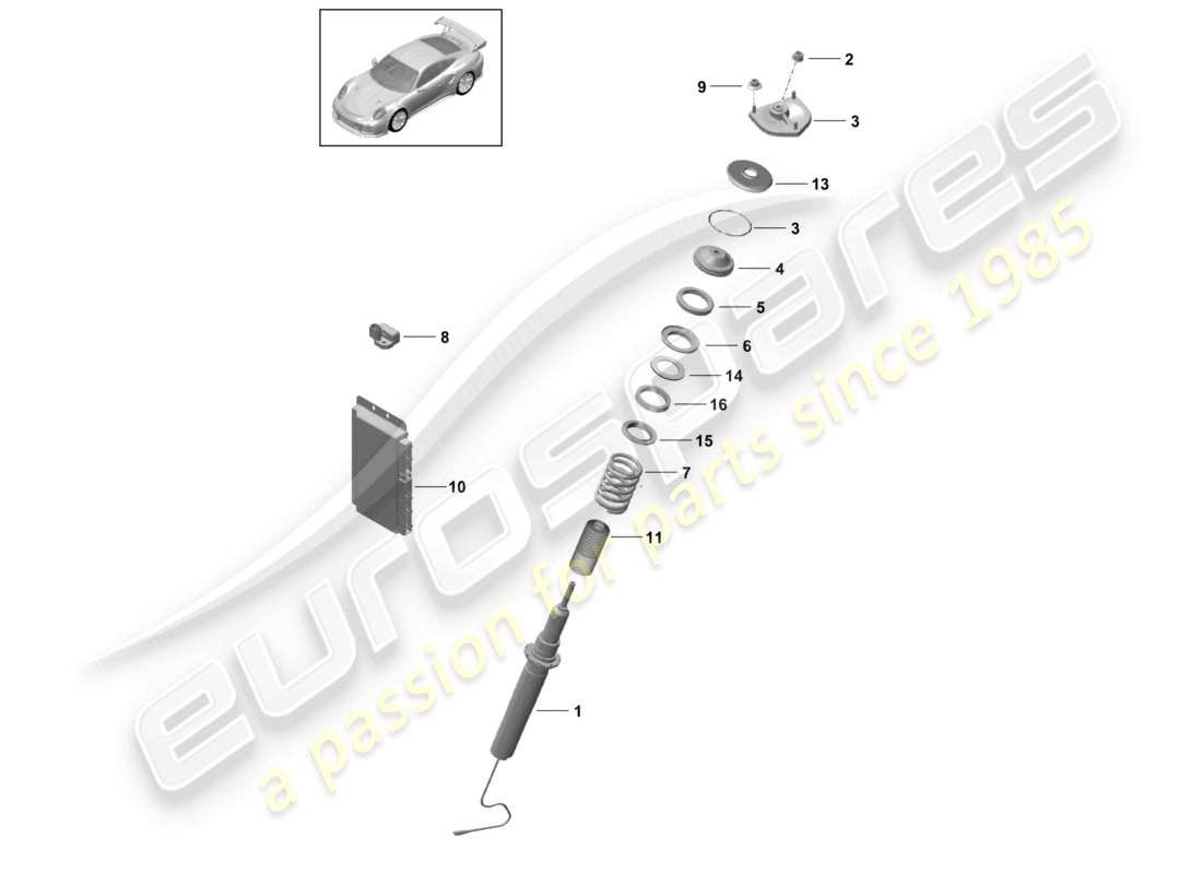 a part diagram from the porsche 2016 (991-1 turbo) parts catalogue