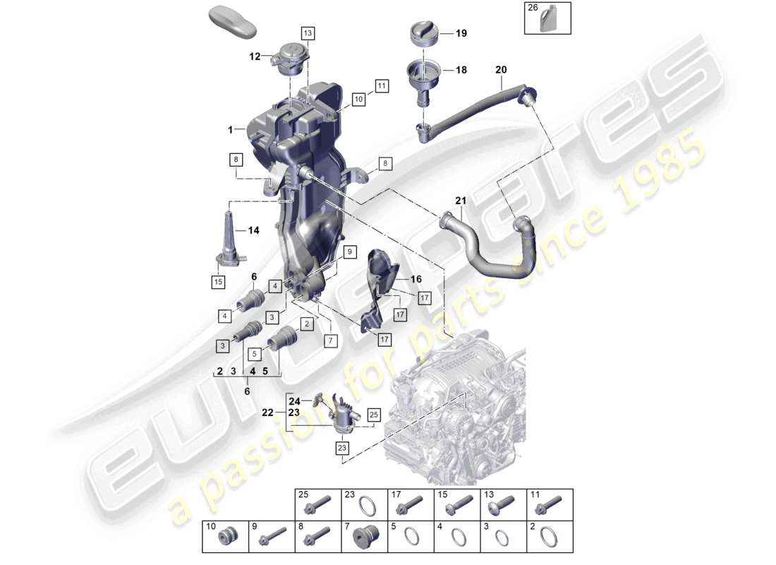 a part diagram from the porsche 2020 (718 boxster spyder) parts catalogue