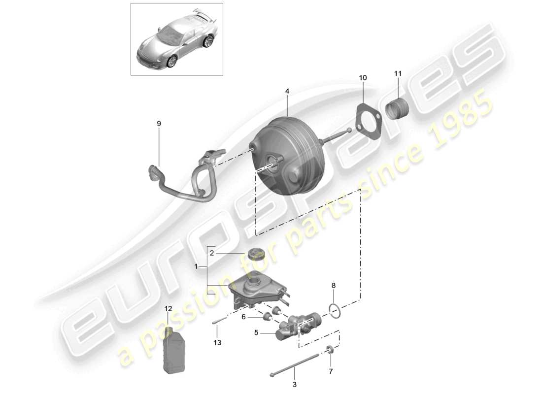 a part diagram from the porsche 2015 (991-1 r/gt3/rs) parts catalogue